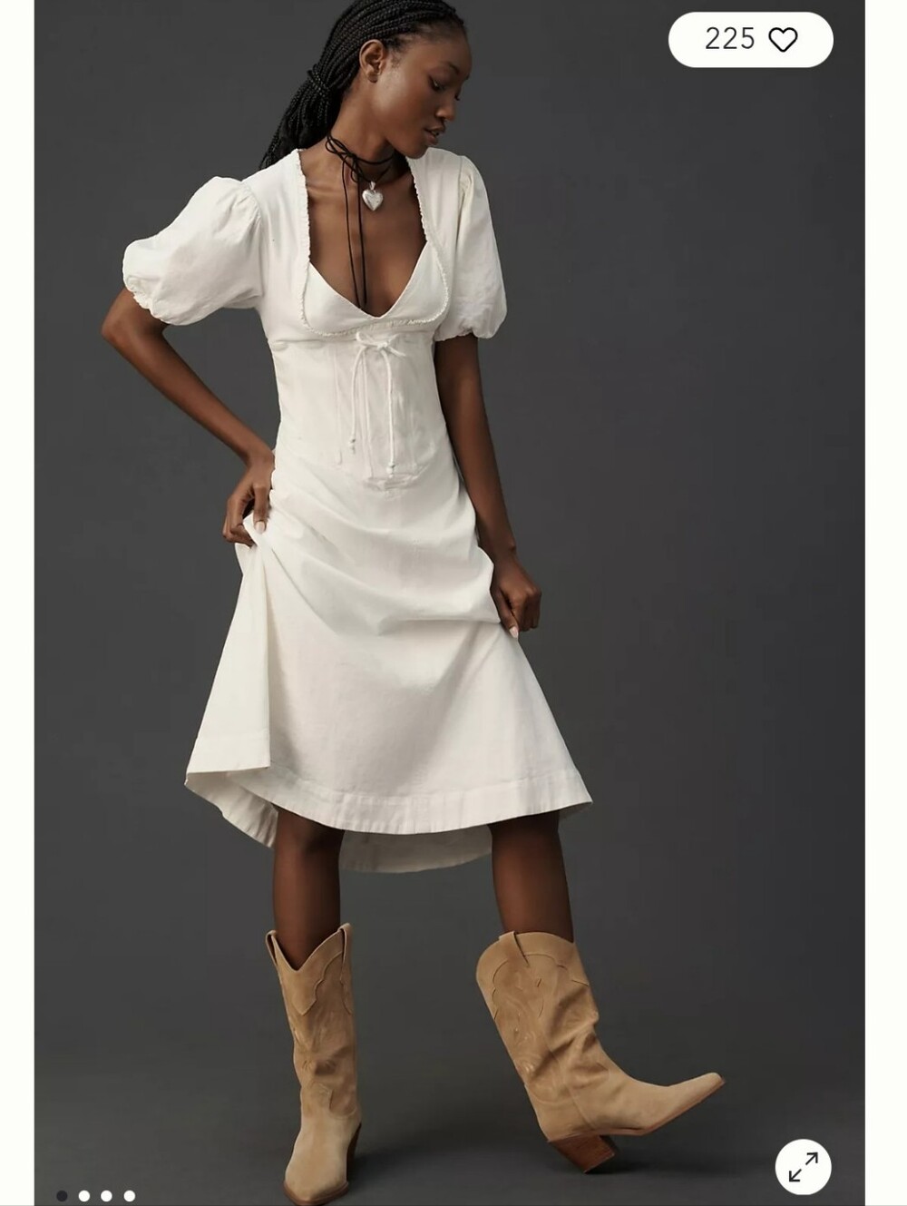 NWT Anthropologie Maeve Short-Sleeve Linen Corset A-Line Midi Dress